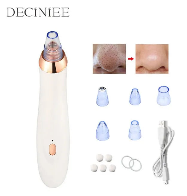 Electric blackhead remover device with four nozzle attachments in different colours