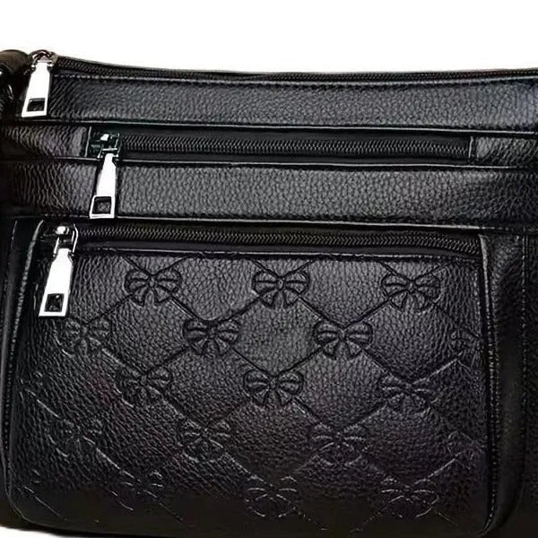 Butterfly black women's shoulder messenger bag with horizontal square shape and crossbody strap