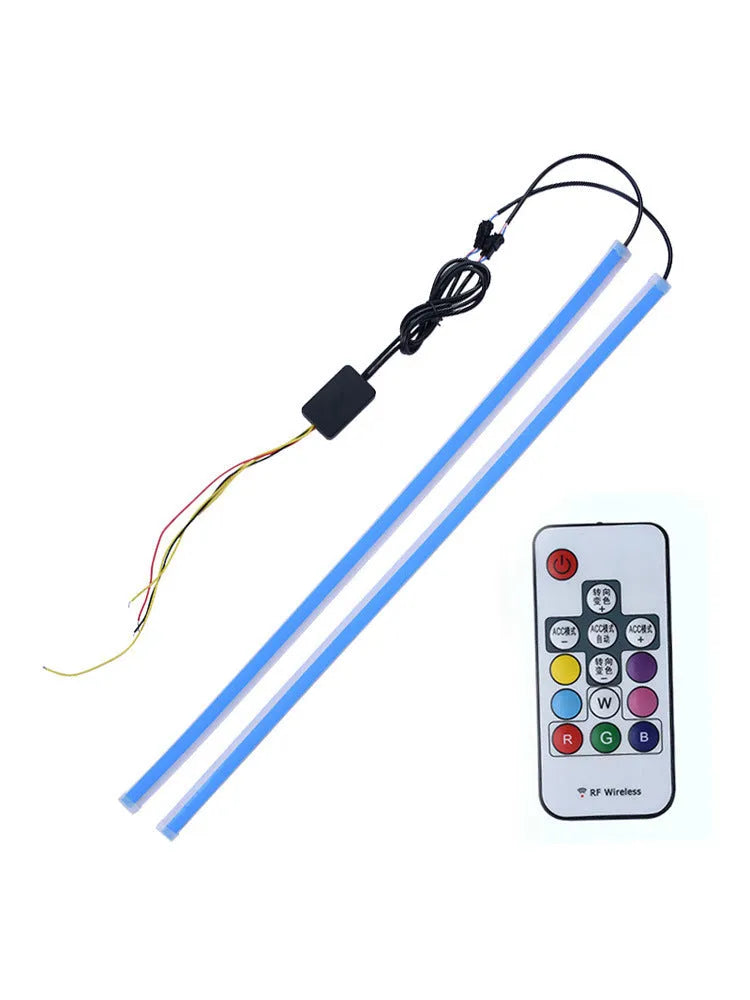 Universal remote control LED daytime running lights with RGB colour changing in three size options