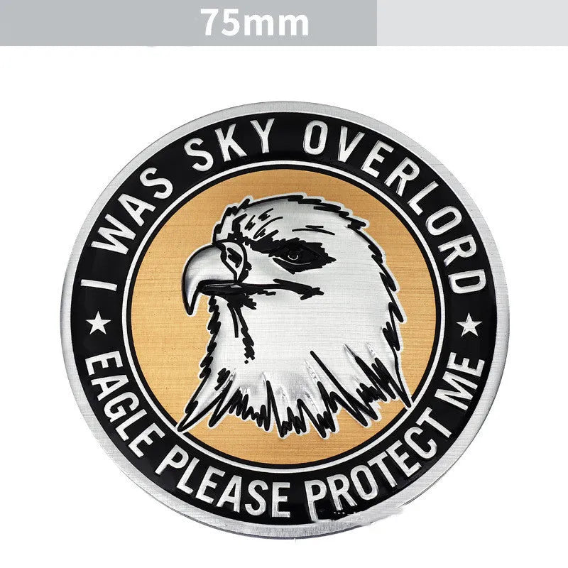 Aluminium car badge sticker featuring an eagle, lion, tiger, or wolf head design for vehicle exterior modification.