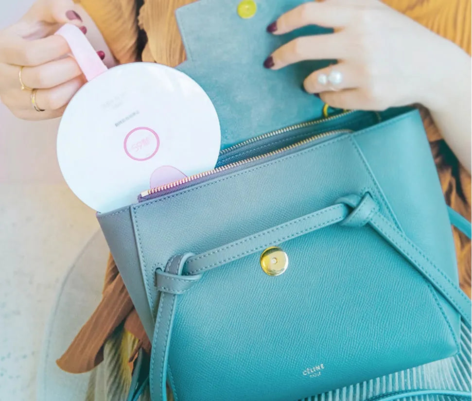 Blue portable UV-C baby bottle steriliser with USB charging cable