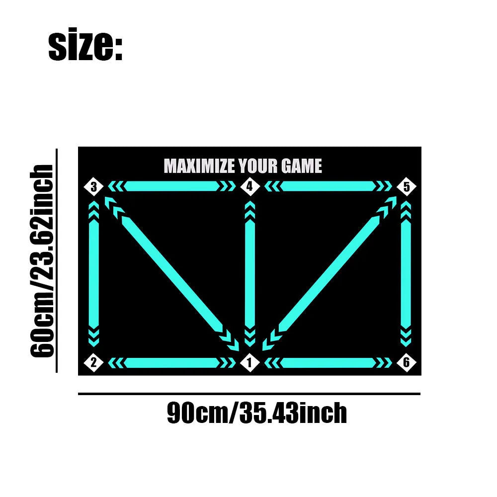 Indoor football skill lifting practice mat in cushion colour, made of rubber.