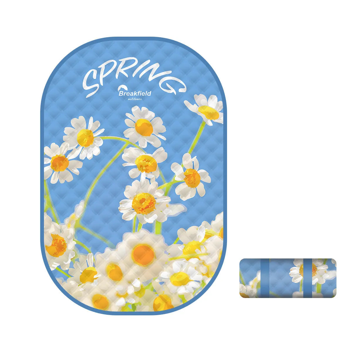 Waterproof ultrasonic thickening picnic mat in Four Seasons colours showing brushed fabric texture and 2x3 metre dimensions