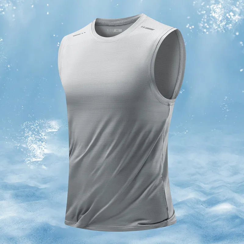 Men's loose fit bamboo fibre sports waistcoat vest in Lake Blue colour