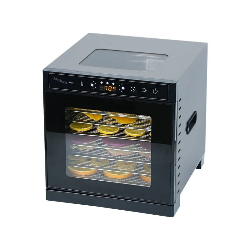 Stainless steel fruit dehydrator with 6 or 8 layers and LED panel for drying food