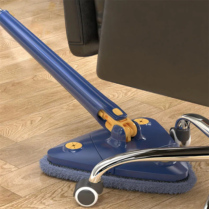 Extendable triangle cleaning mop with 360-degree rotating head and stainless steel pole