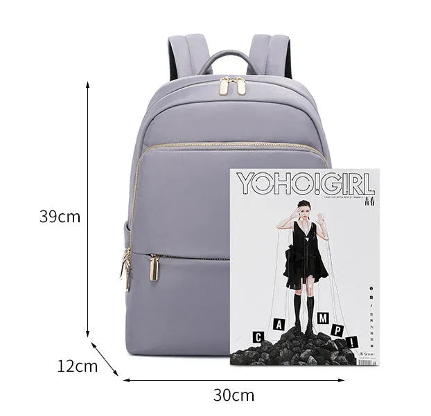 Women's Oxford cloth backpack in black with anti-theft zips and breathable back panel