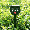 Green solar ultrasonic animal repeller unit with solar panel and LED lights