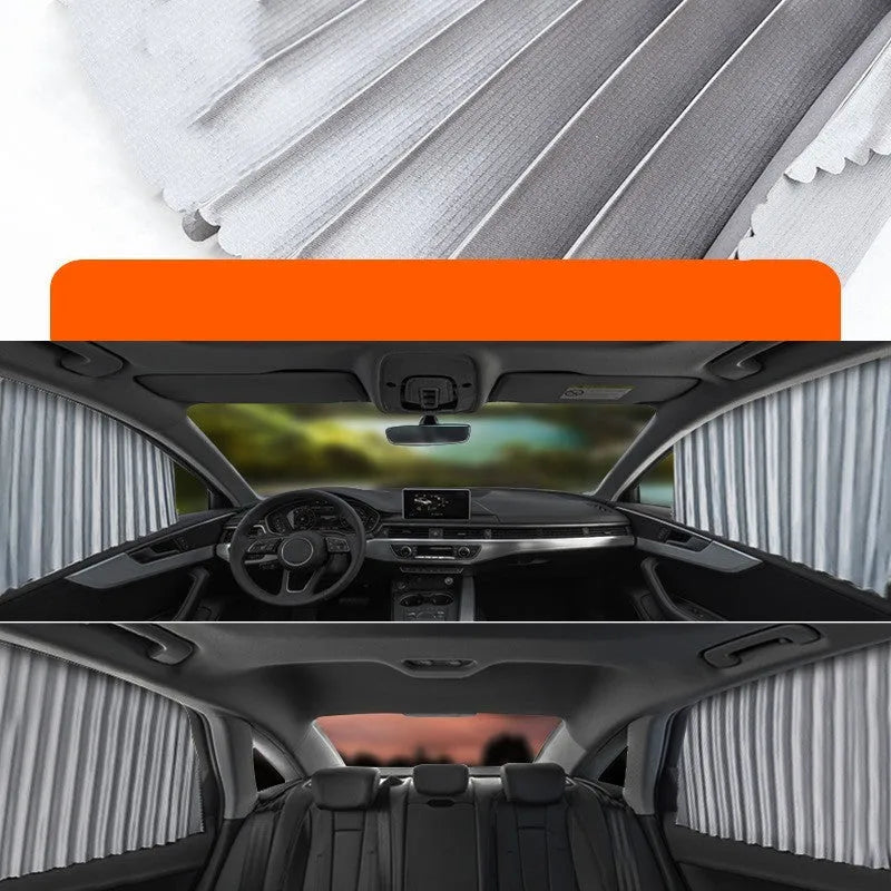 Auto retractable car sunshade roller blind in thick opaque cloth material