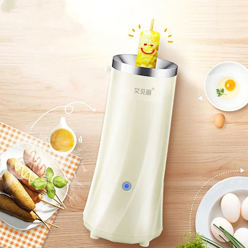 Beige automatic mini breakfast machine on kitchen countertop