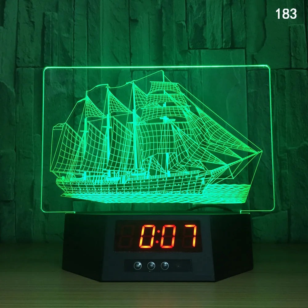Blue dolphin 3D LED night light on a table with remote control