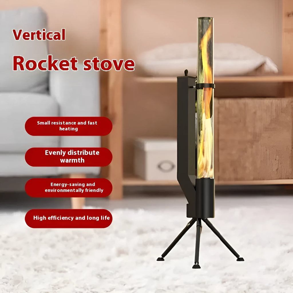 Iron wood burning rocket furnace courtyard heating stove with decorative fire pit design