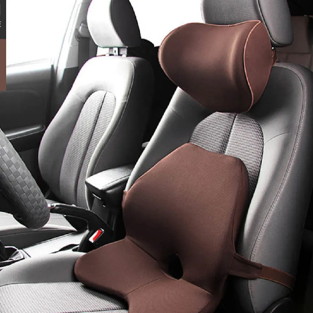 Car seat waist support cushion with adjustable straps in a choice of colours
