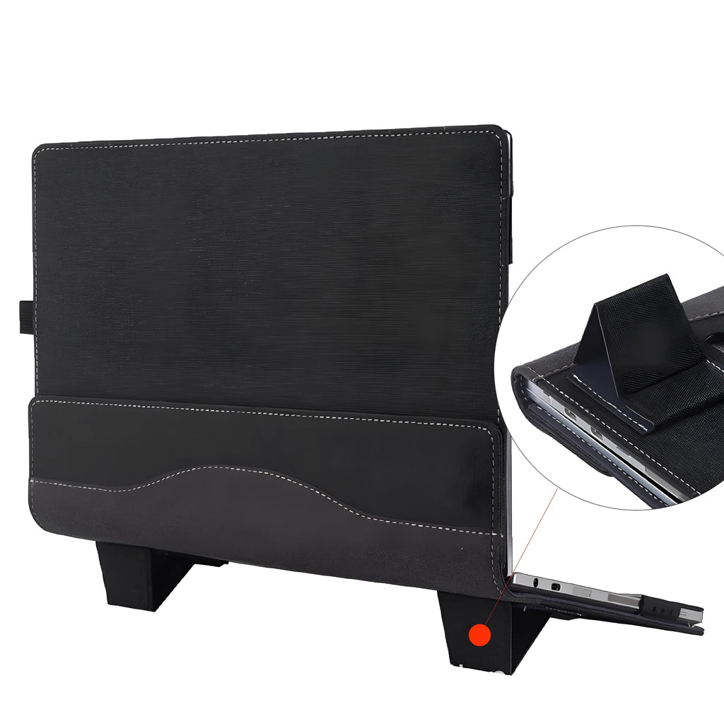 Black imitation leather protective sleeve for Microsoft Laptop6 with Chinese-style bracket closure