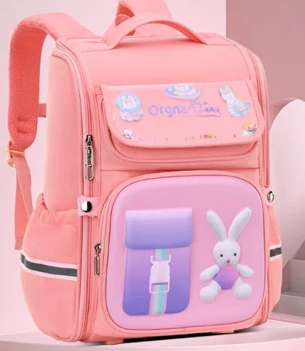Children's large capacity cartoon backpack with airpillow straps in spaceman blue red colour