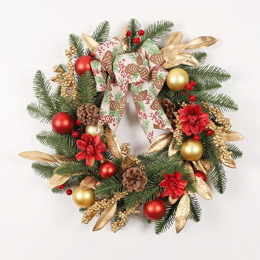 Christmas garland collection showing four plastic decorative designs with optional battery-powered lighting