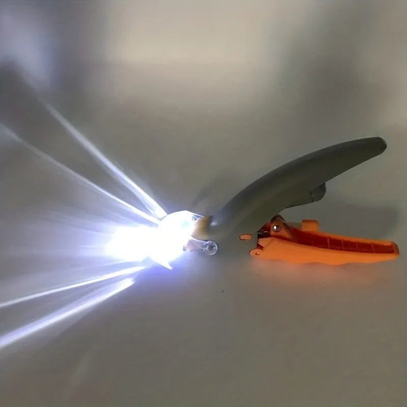 Yellow LED pet nail trimmer with magnifying glass and lights for trimming cat and dog nails