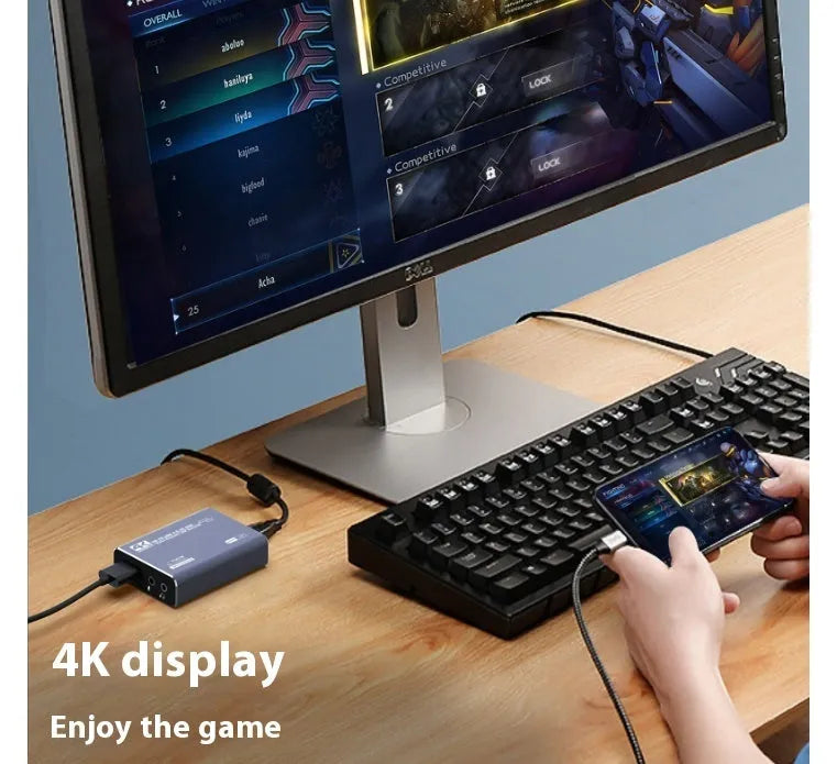 Black set-top box media player with 1080p output and audio recording functionality.