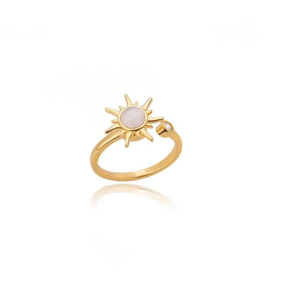 Women's adjustable rotatable decompression ring in gold or platinum electroplated copper