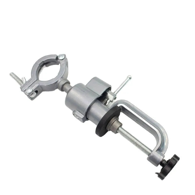 360 degree rotating bracket clamp vise with tungsten steel construction on workbench