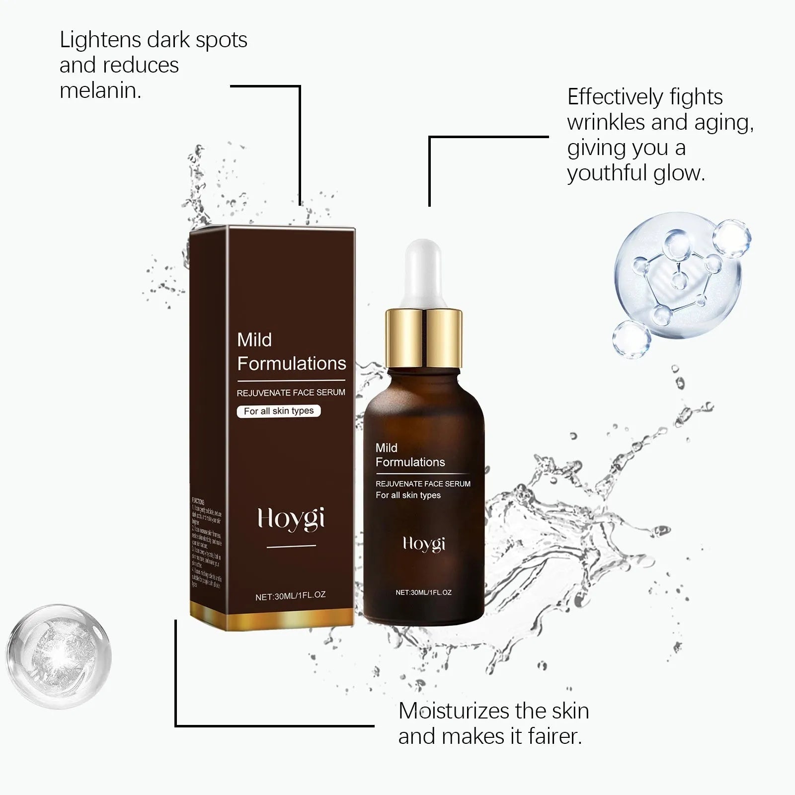 30ml bottle of nourishing facial essence with arbutin and vitamin C for hydrating skin care
