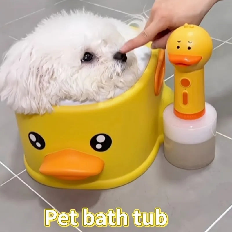 PVC duck-shaped bathtub for dogs and cats in blue, pink or yellow colours