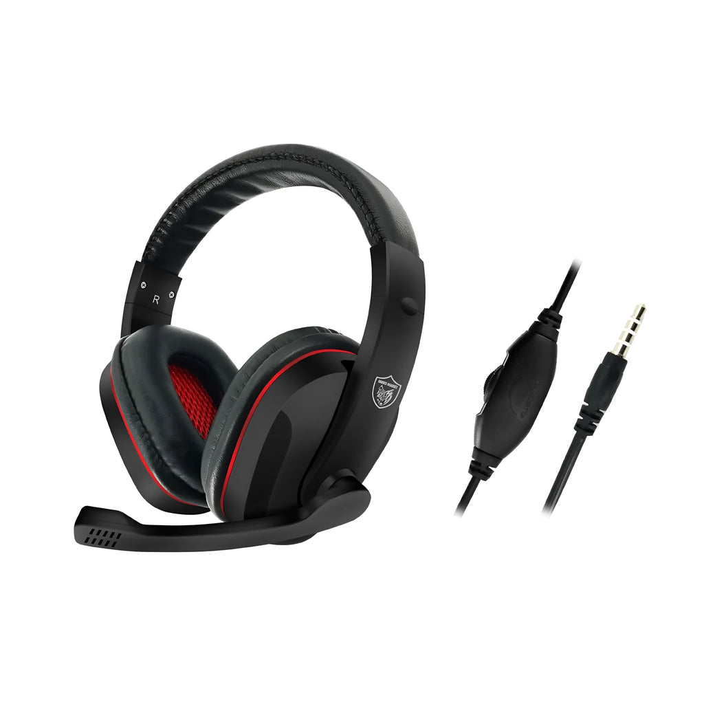 Black wired over-ear gaming headset for computer with 6.3mm plug and 1.2m cable