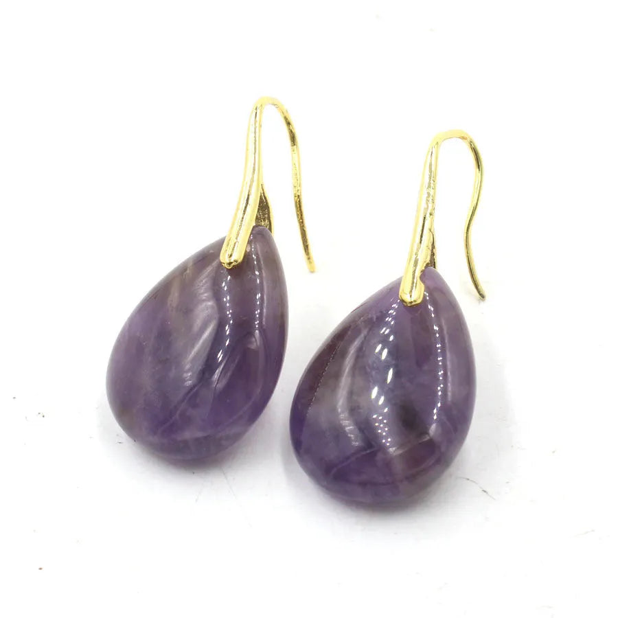 Crystal geometric water drop earrings in multiple colour options with electroplated finish