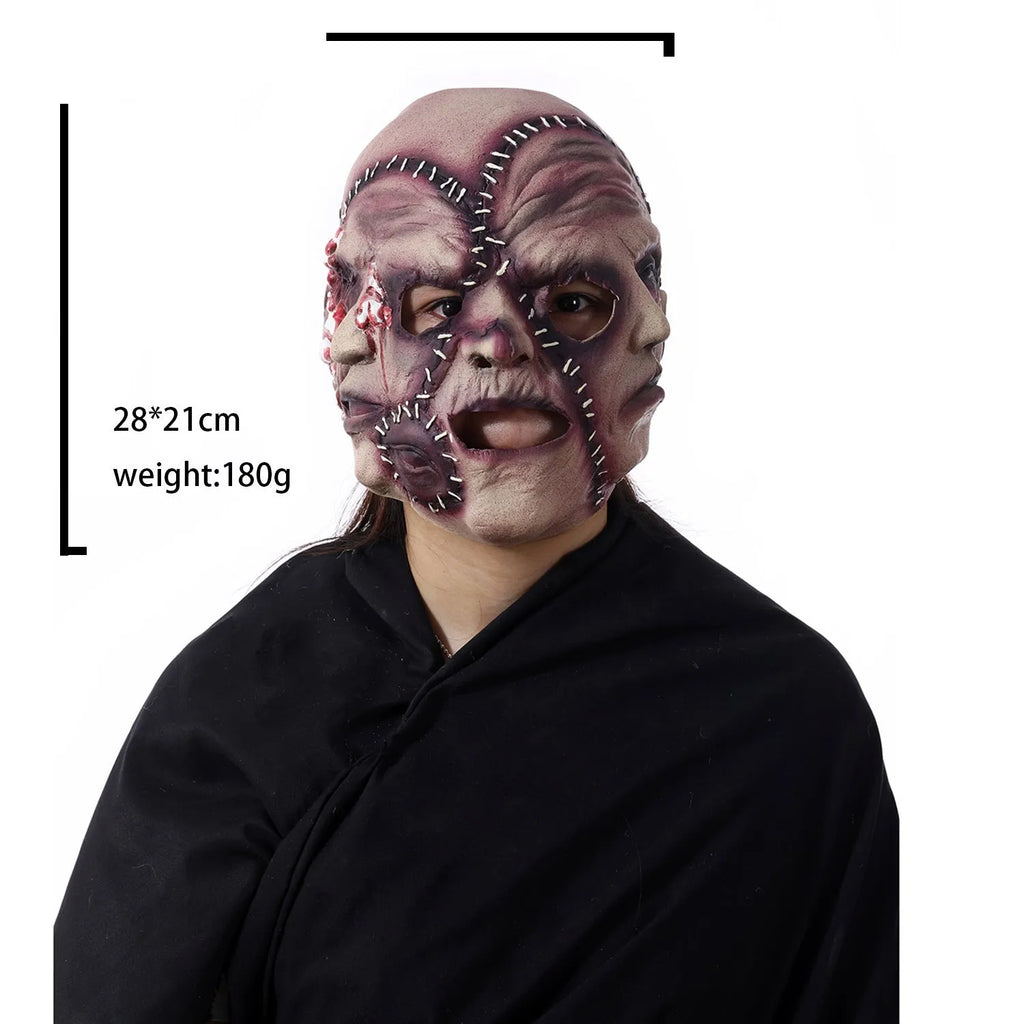 Three-sided grimace horror mask made from natural latex plastic for Halloween and costume parties