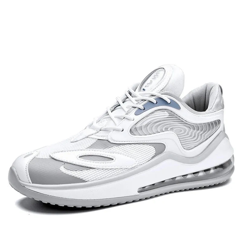 Men's summer air cushion casual shoes in Space Black with height increasing design and rubber sole