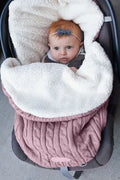 Baby stroller sleeping bag with thick filling in envelope design, shown in beige colour.