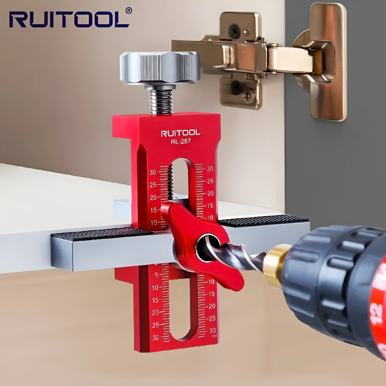 Aluminium alloy cabinet door installation aid tool for woodworking and DIY projects
