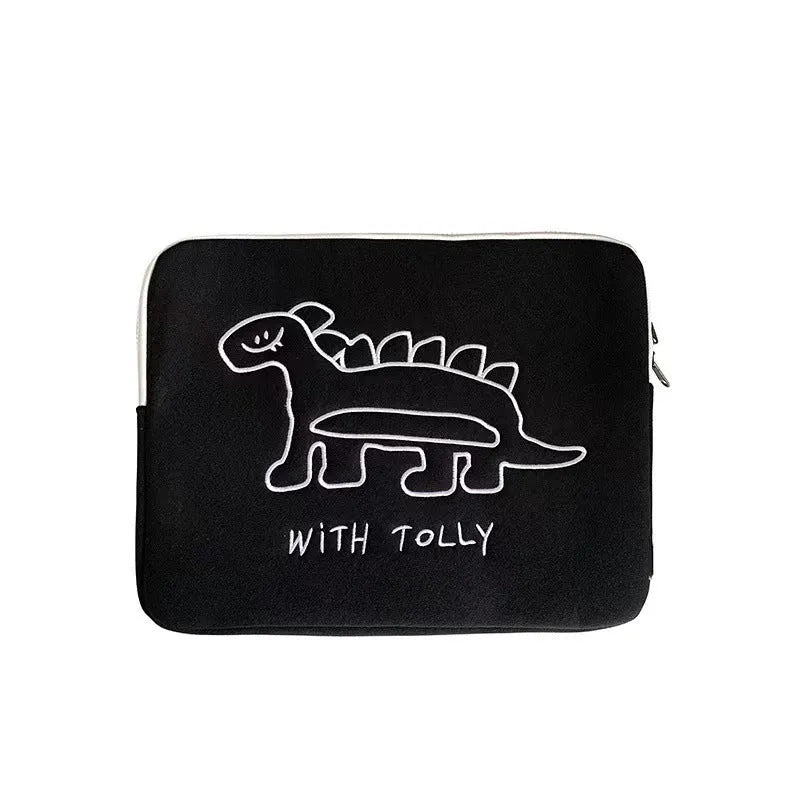 Embroidered laptop sleeve with animal pattern for 13.6-inch to 15.6-inch computers