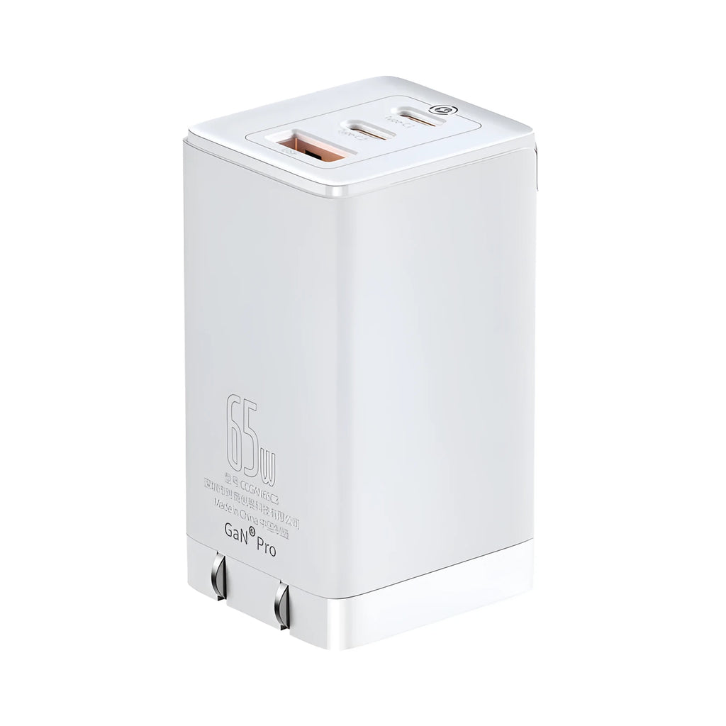 White 12V car charger with USB and Type-C ports for vehicle device charging
