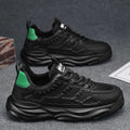 Men's white and black breathable mesh shoes with PU mesh upper and round toe design