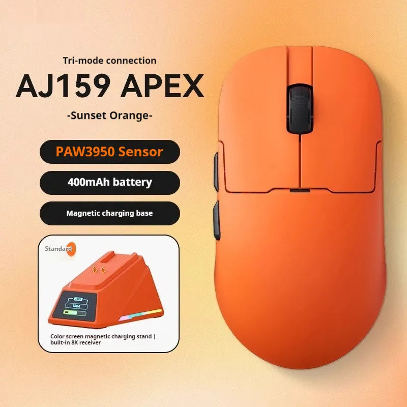 AJ159 three-mode gaming mouse in various colours with compact ergonomic design