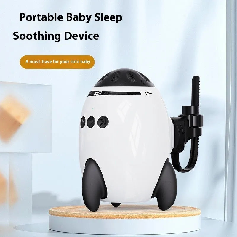 White ABS plastic baby stroller shaking device with automatic motion and Bluetooth connectivity