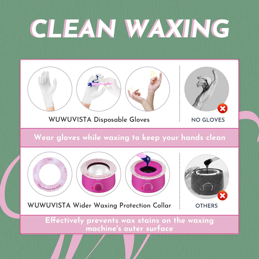 WUWUVISTA 56-piece professional waxing kit with wax warmer, beads, applicators and aftercare products
