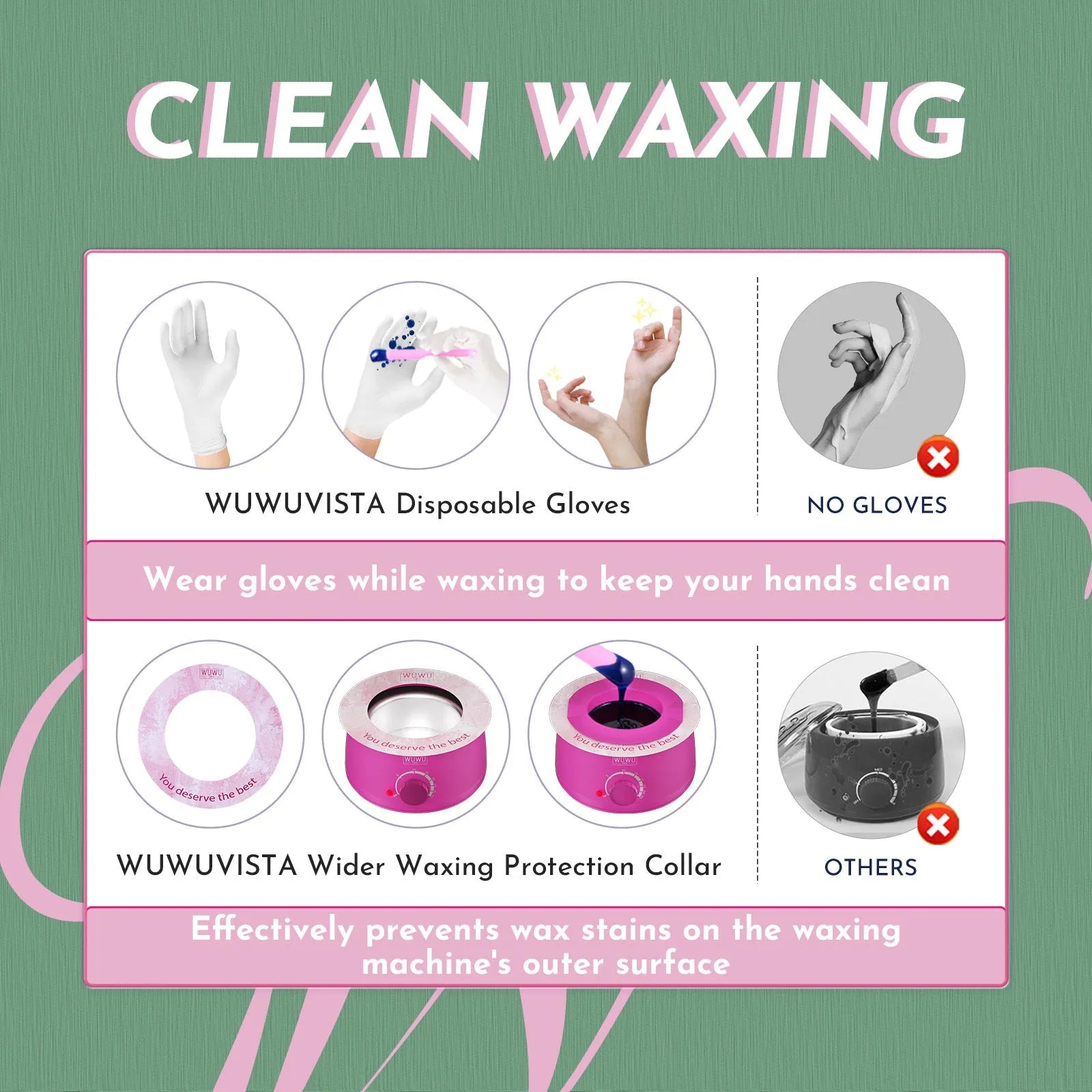 WUWUVISTA 56-piece professional waxing kit with wax warmer, beads, applicators and aftercare products