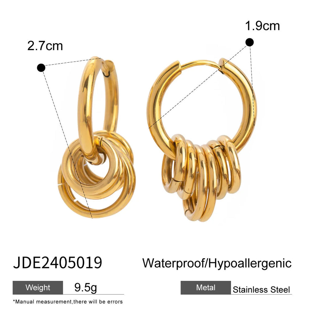 Stainless steel colour matching earrings with electroplated finish in ins style