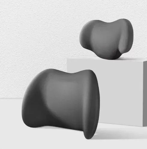 Memory cotton car headrest and back cushion set in black, green, grey, or pink colours.