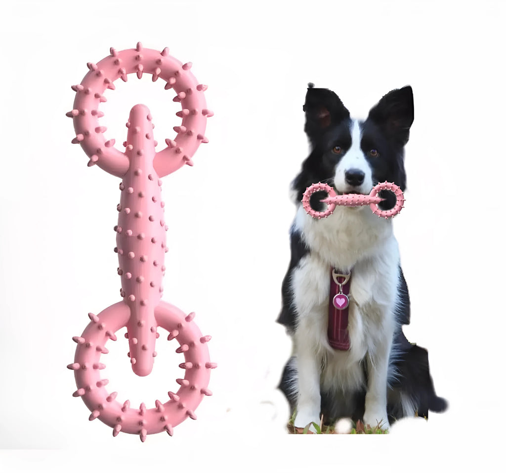 Blue TPR dog chew toy ring for teething puppies, 16cm diameter chew board