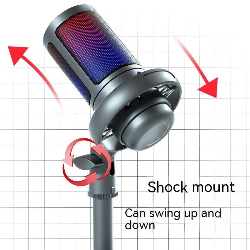 RGB condenser microphone for computer recording with black, white, and pink colour options