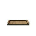 Pine wood dining tray with multiple compartments shown in large and small size options.
