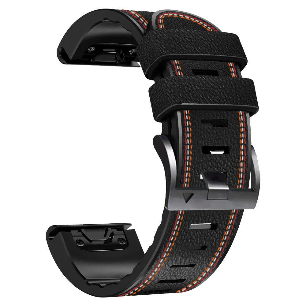 Silicone leather quick release watchband for Garmin Fenix smartwatches in multiple colours