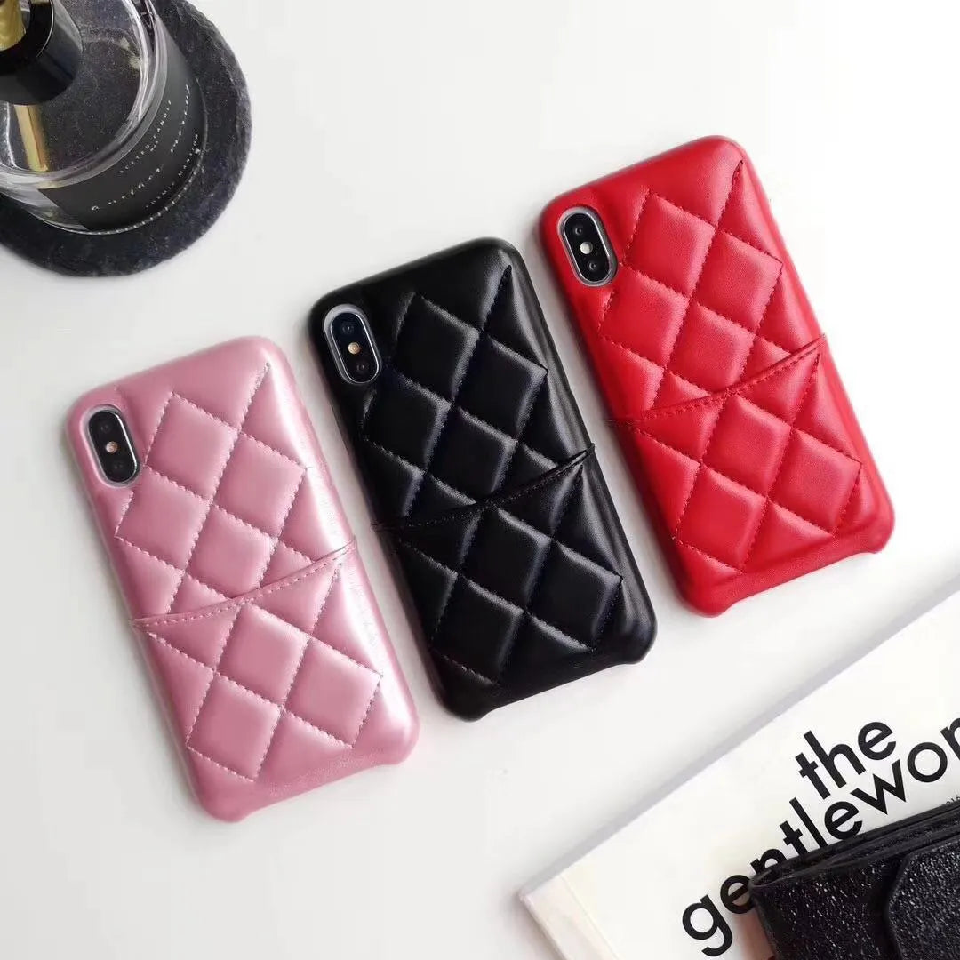 Genuine leather iPhone case in black, pink, or red, compatible with iPhone XS Max, XR, X, 8, and 6 models.