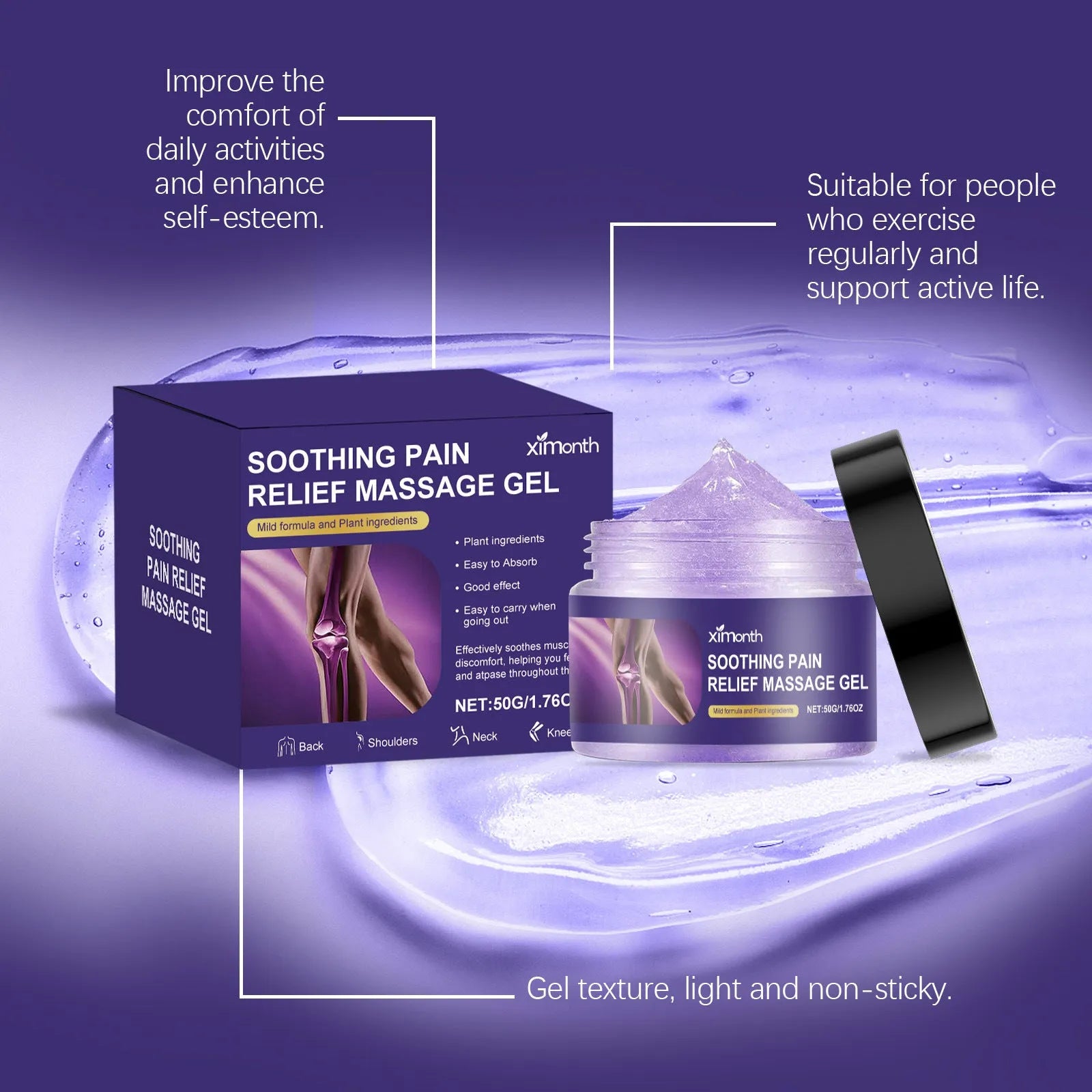 50g tube of herbal body joint care gel for muscle and joint relief with universal skin type compatibility