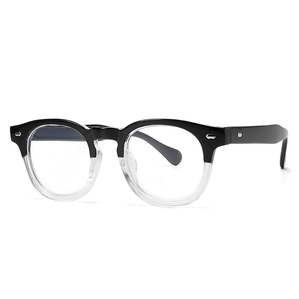 Round rim simple sunglasses in various colour options including bright black and transparent frames