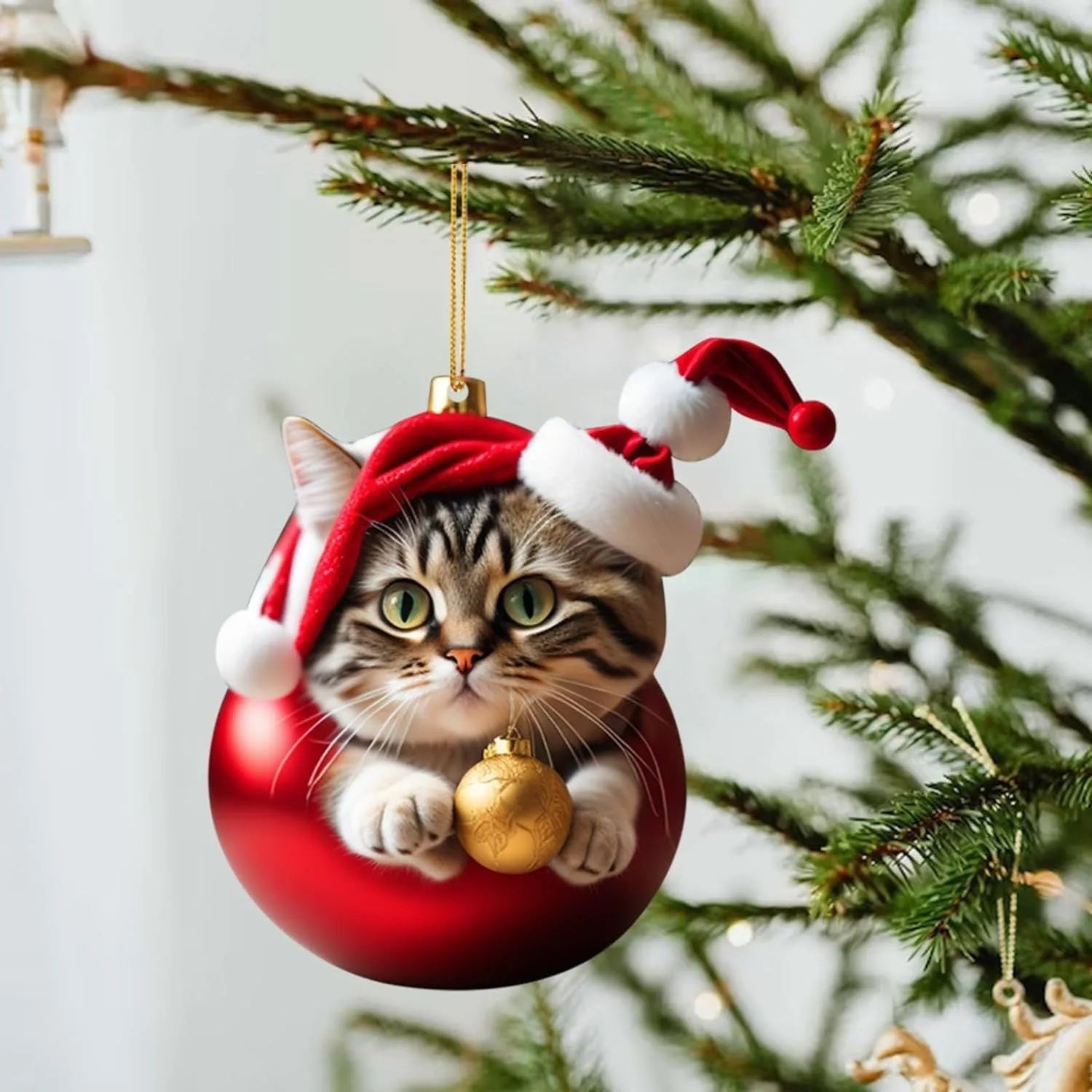 Christmas kitty cat acrylic car hanging ornament for interior decoration