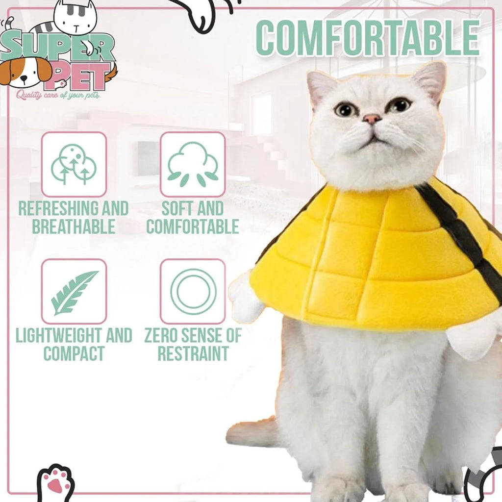 Soft cat cone collar with bee design and adjustable Velcro closure for pet recovery
